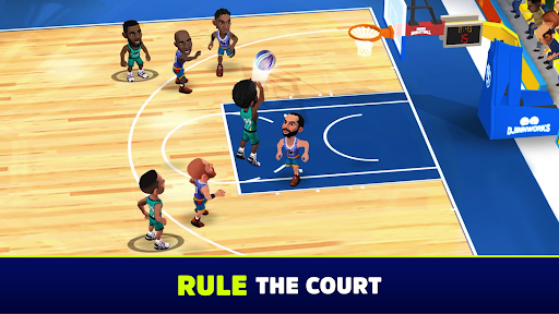 A vibrant and exciting depiction of a basketball game, capturing the thrill and energy of playing on a virtual court, reflecting the spirit of competition and fun.