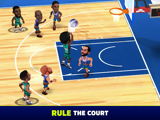 A vibrant and exciting depiction of a basketball game, capturing the thrill and energy of playing on a virtual court, reflecting the spirit of competition and fun.