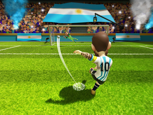 Exciting and thrilling soccer match on a mobile device, capturing the passion and energy of the game.