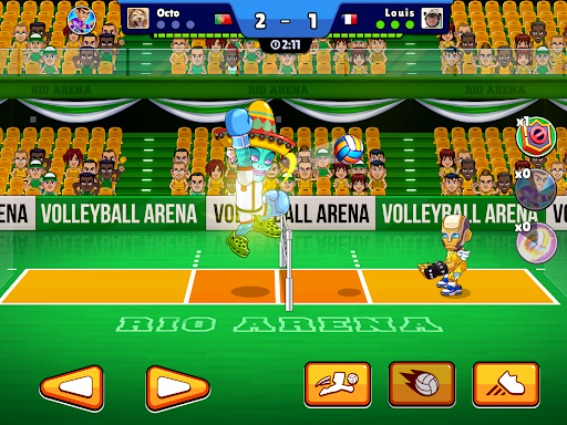 A thrilling volleyball match in a vibrant 3D setting, capturing the excitement and strategy of Mini Volley 3D.