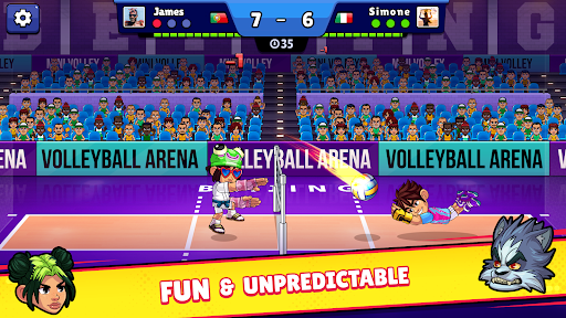 A thrilling volleyball match in a vibrant 3D setting, capturing the excitement and strategy of Mini Volley 3D.