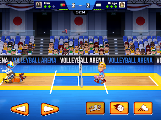 A thrilling volleyball match in a vibrant 3D setting, capturing the excitement and strategy of Mini Volley 3D.