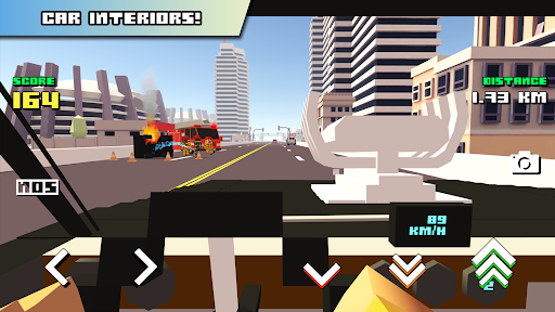 A thrilling race car speeding through a colorful blocky world, capturing the excitement and adventure of Blocky Car Racer.