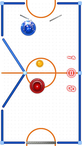 Exciting and fast-paced air hockey gameplay experience on a mobile device.