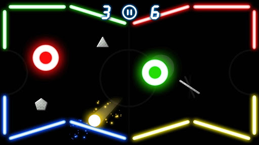 Exciting and fast-paced air hockey gameplay experience on a mobile device.