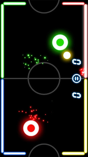 Exciting and fast-paced air hockey gameplay experience on a mobile device.