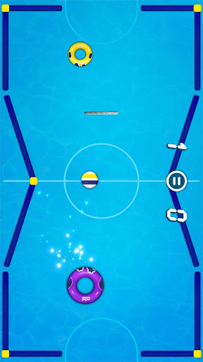 Exciting and fast-paced air hockey gameplay experience on a mobile device.