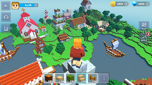 A player immersed in the world of Moon Craft Building Craft, building a sprawling virtual city under a starry sky, symbolizing creativity and endless possibilities.