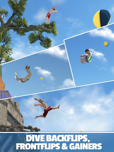 A dynamic and thrilling dive captured mid-air, representing the excitement and adventure of Flip Diving.