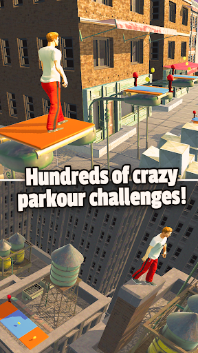 A thrilling parkour adventure captured in a dynamic in-game moment.