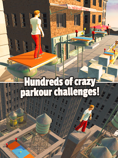 A thrilling parkour adventure captured in a dynamic in-game moment.