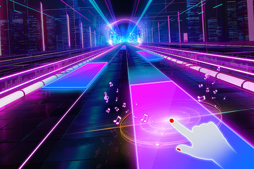 A vibrant depiction of a player immersed in a musical journey, highlighting the thrill and rhythm of Magic Tiles: Cyber Run Ball.