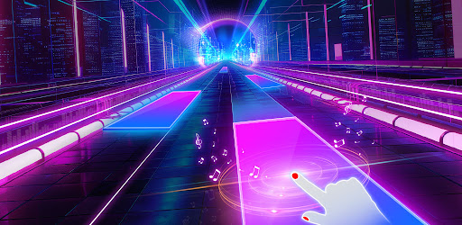 A vibrant depiction of a player immersed in a musical journey, highlighting the thrill and rhythm of Magic Tiles: Cyber Run Ball.