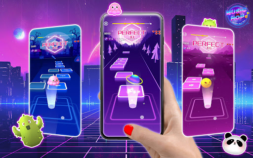 An engaging moment in the Music Ball Game: EDM Piano Tiles Magic Beat, where vibrant colors and rhythmic beats merge into an exhilarating gaming experience.