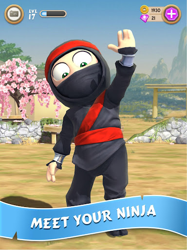 A delightful scene of a playful, clumsy ninja attempting a jump, capturing the essence of fun and adventure in the game.