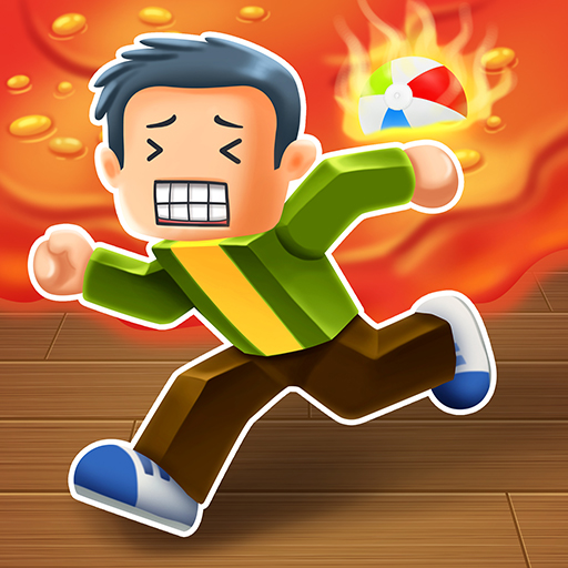 An adventurous gamer leaping over fiery lava blocks with determination and excitement, embodying the thrill-seeking spirit of Block Lava Parkour.