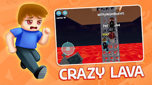 An adventurous gamer leaping over fiery lava blocks with determination and excitement, embodying the thrill-seeking spirit of Block Lava Parkour.