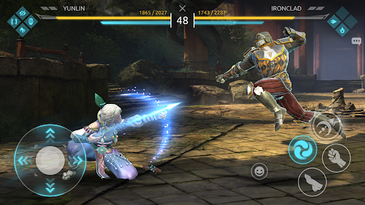 A fierce and dynamic battle scene in Shadow Fight Arena, capturing the intensity and excitement of the game.