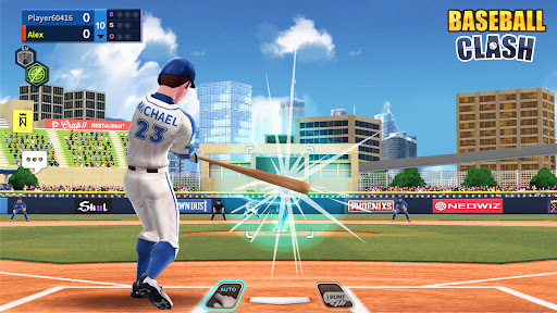 A thrilling moment in a baseball game, capturing the excitement and competitive spirit of Baseball Clash by Neowiz.