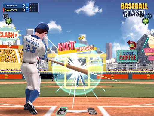 A thrilling moment in a baseball game, capturing the excitement and competitive spirit of Baseball Clash by Neowiz.