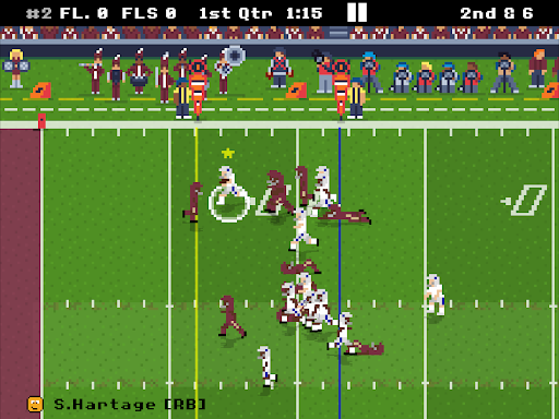 An exciting and nostalgic depiction of college football gameplay in Retro Bowl College, capturing the essence of classic and modern gaming.