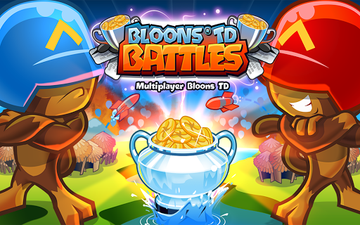 A dynamic and engaging tower defense battle scene filled with vibrant colors and strategic maneuvers, capturing the thrill and excitement of Bloons TD Battles.