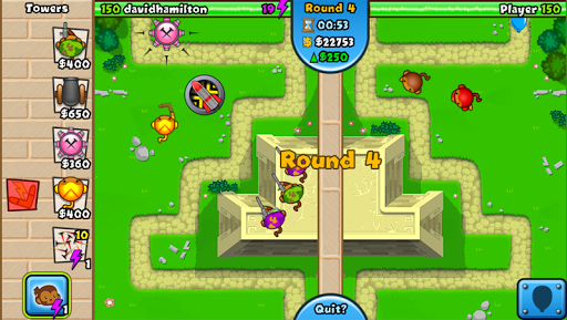 A dynamic and engaging tower defense battle scene filled with vibrant colors and strategic maneuvers, capturing the thrill and excitement of Bloons TD Battles.