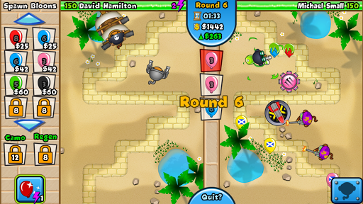 A dynamic and engaging tower defense battle scene filled with vibrant colors and strategic maneuvers, capturing the thrill and excitement of Bloons TD Battles.