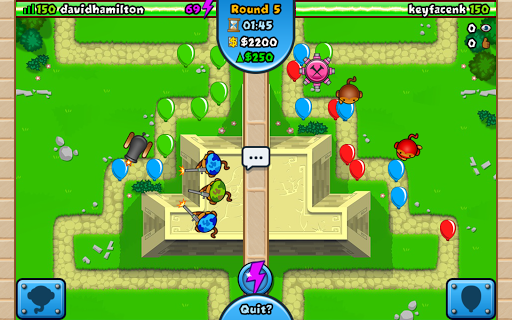 A dynamic and engaging tower defense battle scene filled with vibrant colors and strategic maneuvers, capturing the thrill and excitement of Bloons TD Battles.