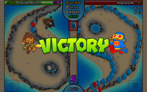 A dynamic and engaging tower defense battle scene filled with vibrant colors and strategic maneuvers, capturing the thrill and excitement of Bloons TD Battles.