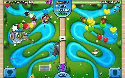 A dynamic and engaging tower defense battle scene filled with vibrant colors and strategic maneuvers, capturing the thrill and excitement of Bloons TD Battles.