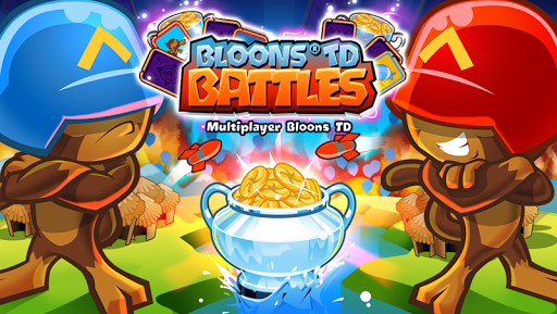 A dynamic and engaging tower defense battle scene filled with vibrant colors and strategic maneuvers, capturing the thrill and excitement of Bloons TD Battles.