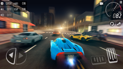 A thrilling car race in an underground track, capturing the essence of speed and adrenaline.