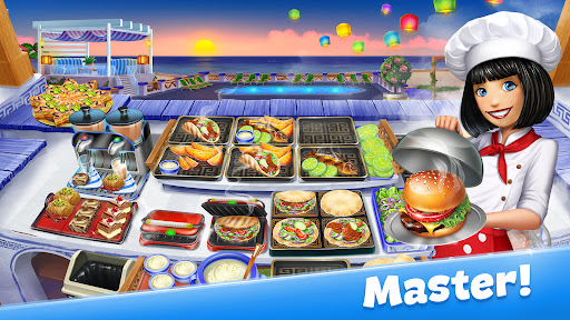 An exciting and colorful depiction of a busy kitchen, filled with culinary action and vibrant dishes, capturing the essence of time management and cooking challenges.