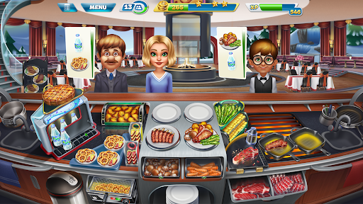 An exciting and colorful depiction of a busy kitchen, filled with culinary action and vibrant dishes, capturing the essence of time management and cooking challenges.