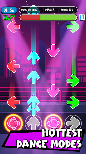 A colorful and dynamic rhythm game scene, capturing the excitement and energy of a music battle, with characters dancing and tapping to the beat, reflecting the vibrant and lively essence of FNF Music.