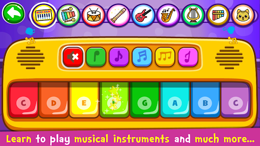 A joyful child exploring a colorful and engaging digital piano app, feeling the magic of music.