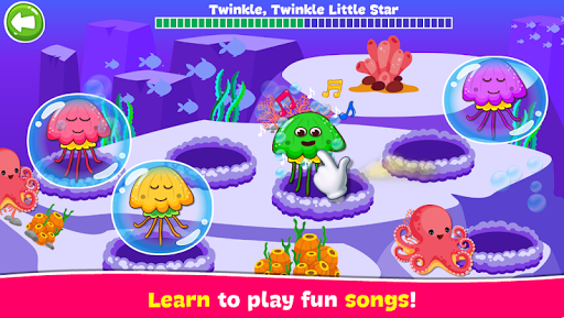 A joyful child exploring music through a colorful and engaging app, symbolizing creativity and learning.