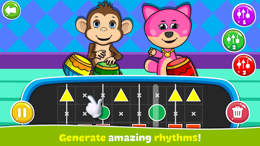 A joyful child exploring music through a colorful and engaging app, symbolizing creativity and learning.