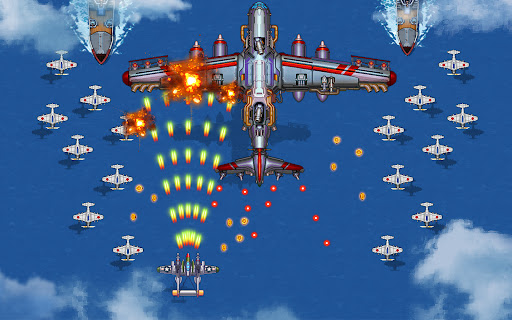 An exhilarating aerial combat scene with fighter jets soaring through vibrant skies, representing the thrilling essence of the Air Force Game App.