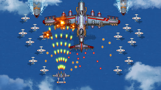 An exhilarating aerial combat scene with fighter jets soaring through vibrant skies, representing the thrilling essence of the Air Force Game App.