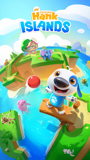 A joyful puppy named Hank exploring a vibrant island, embodying adventure and fun.