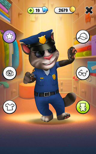 A joyful virtual pet experience with My Talking Tom, a cute animated cat eager for playful interaction and care.