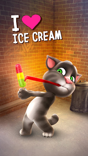 A playful and interactive virtual pet cat named Tom, engaging with users through touch and voice in a fun and lively manner.