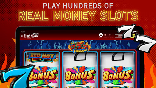 A thrilling casino atmosphere filled with excitement and opportunity, inviting users to explore the world of online gaming with the Four Winds Casino Michigan App.