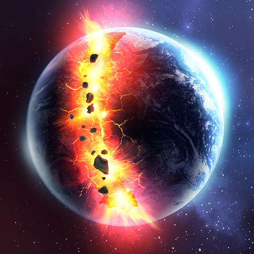 A vibrant depiction of a planet being destroyed, symbolizing the thrill and creativity of cosmic destruction in the Solar Smash game.