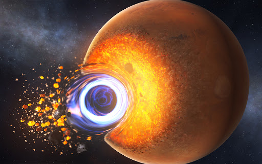 A vibrant depiction of a planet being destroyed, symbolizing the thrill and creativity of cosmic destruction in the Solar Smash game.