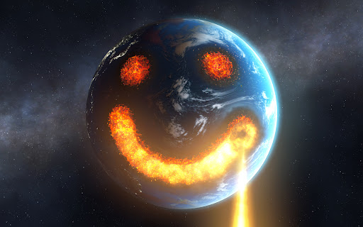 A vibrant depiction of a planet being destroyed, symbolizing the thrill and creativity of cosmic destruction in the Solar Smash game.