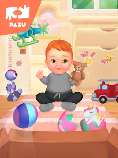 A vibrant and playful scene of a virtual baby fashion makeover with colorful outfits and accessories, evoking creativity and fun.