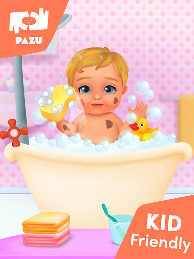 A vibrant and playful scene of a virtual baby fashion makeover with colorful outfits and accessories, evoking creativity and fun.